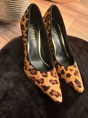 Ralph Lauren Leopard-Print Pointed-Toe Pumps in Brown and Black